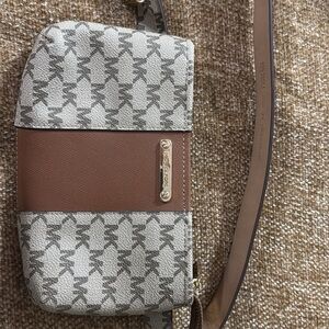 Michael Kors Brown and Cream Patterned Crossbody Bag